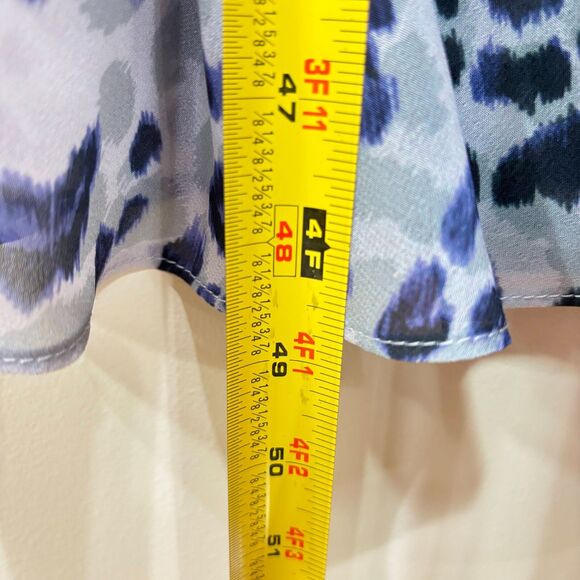 Adrianna Papell Purple Animal Print Midi Halter Tie Dress Womes 14 Wedding Party - Picture 13 of 16